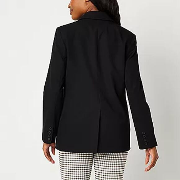NWT Worthington Black Single Button Relaxed Fit Blazer Jacket Women's Size Large - Picture 2 of 5